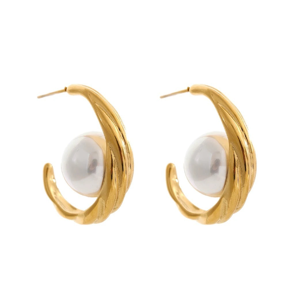 Pearl c shape hoops