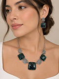 Collar Juego Verde,Plata Juego