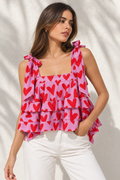 Dahlia top (print de corazones)
