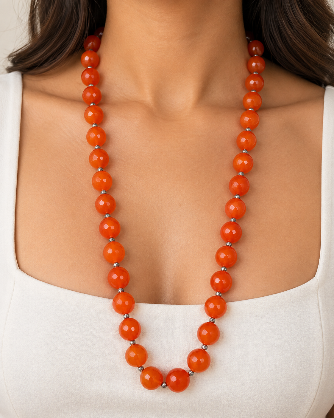 Collar Piedra Agata Naranja