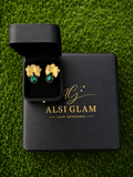 Aretes de flor de Cristal verde
