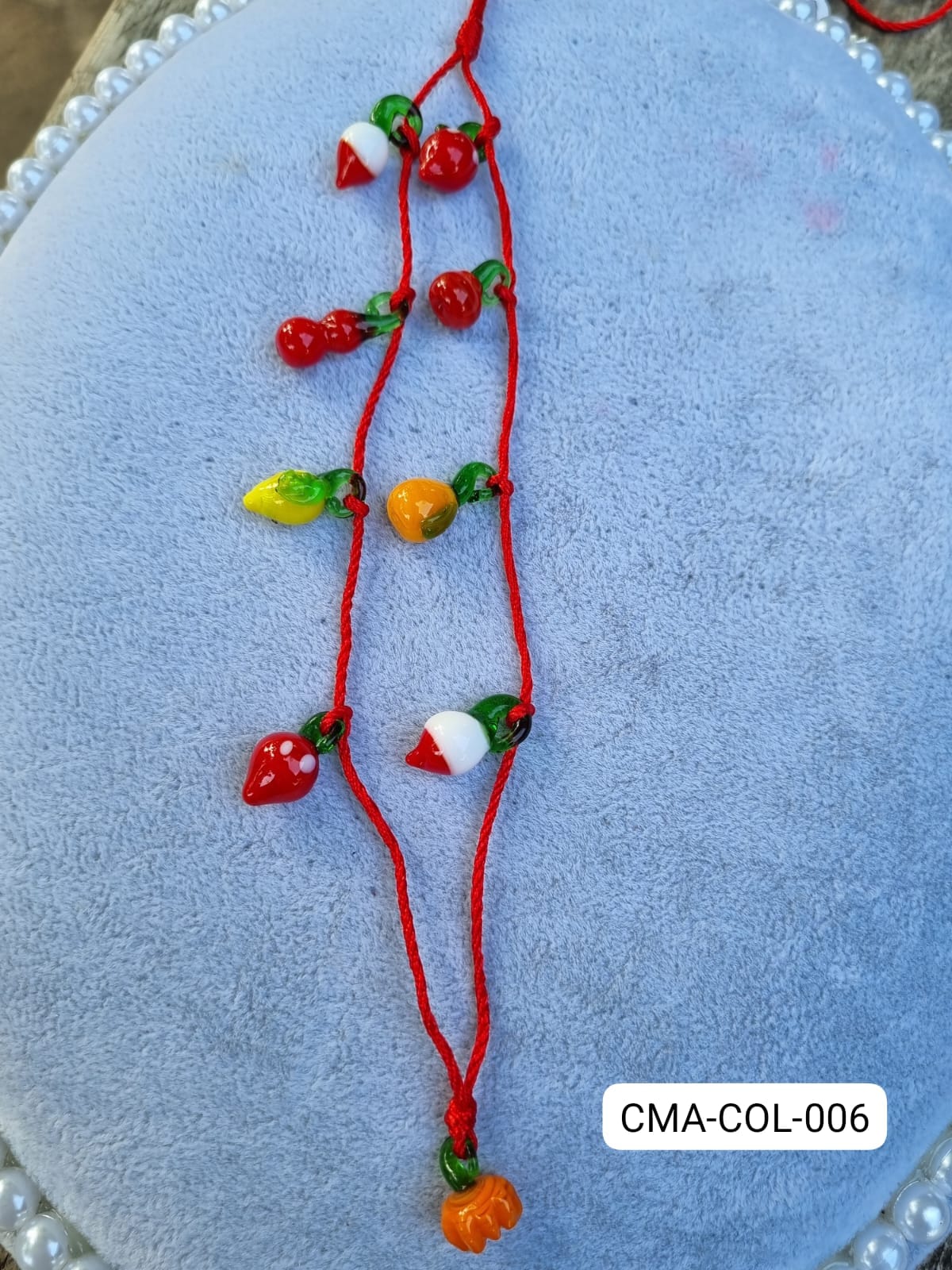 Collar cordón rojo/frutas