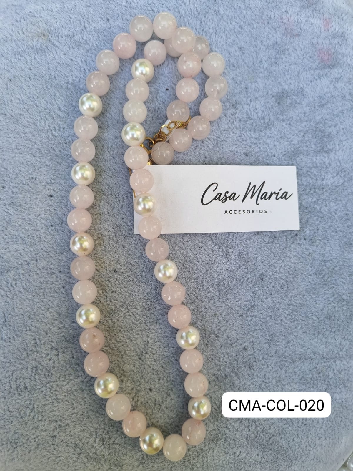 Collar Perla y Cuarzo Rosa