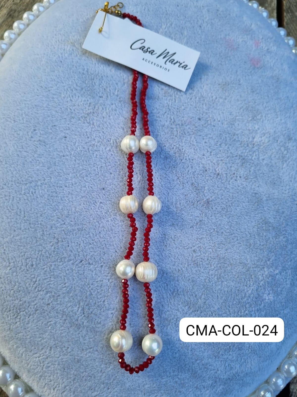 Collar Cristal Ocre y Perlas