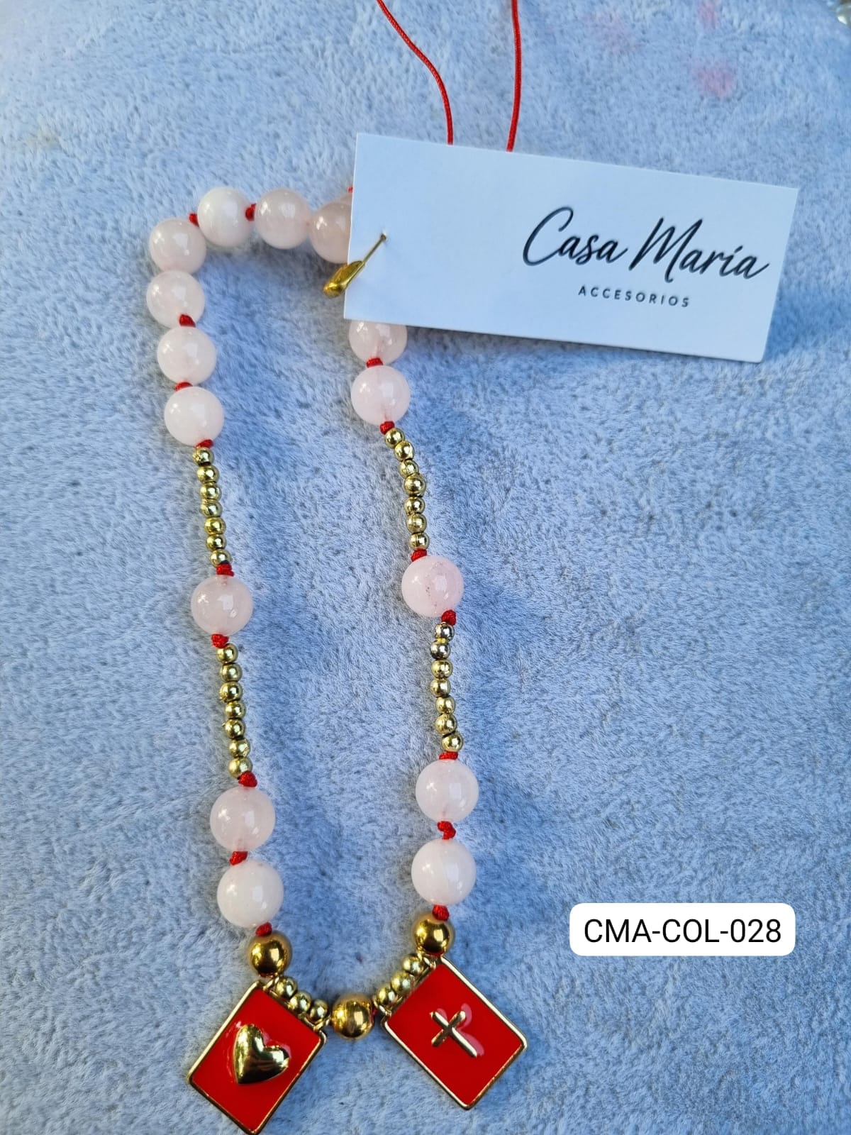 Collar cuarzo rosa/escapulario