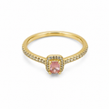 Anillo circonia cuadrada-dorado / rosado