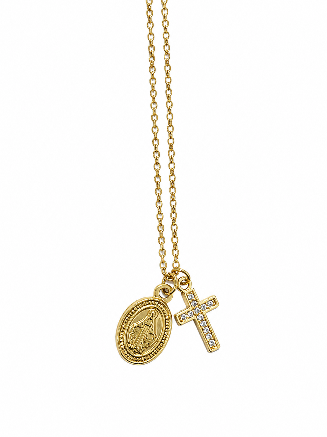 Cadena virgen y cruz