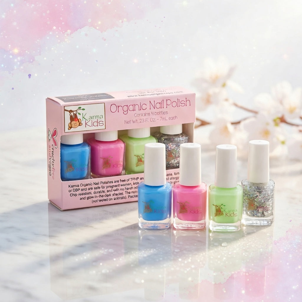 Karma Naturals vegano, no tóxico esmalte de uñas "Karma Kids Box Set" Color de uñas de larga duración y libre de crueldad.