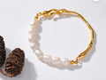 Pulsera sólida con perlas naturales