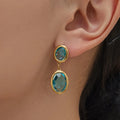 Aritos largos con zirconios celeste