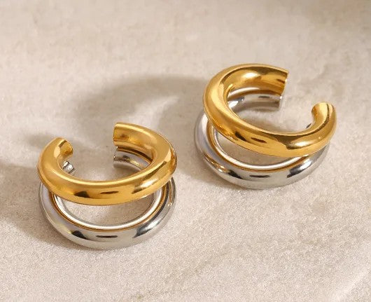 Earcuff mediano doble bicolor (unidad)