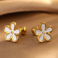 Piercing de flor esmaltada en blanco