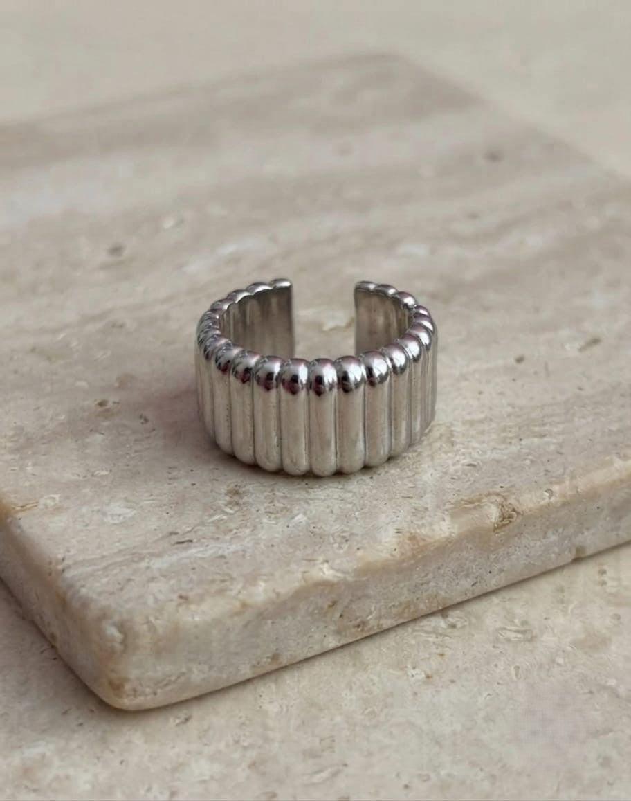 Anillo ajustable estilo simple plateado
