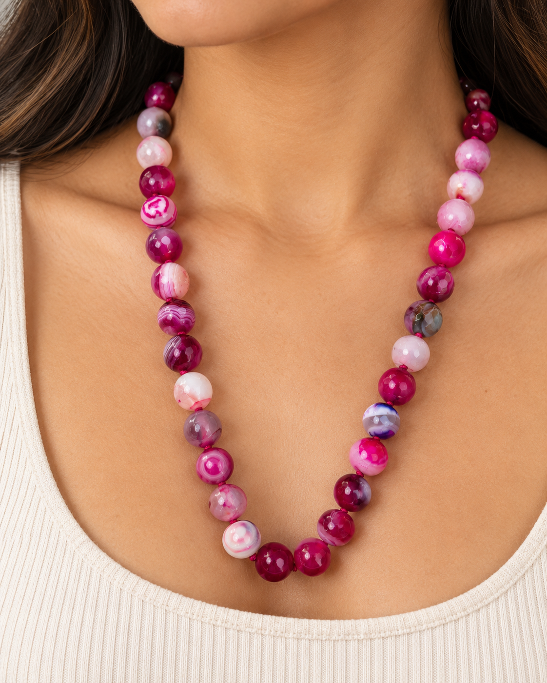 Collar Piedra Agata Fuscia