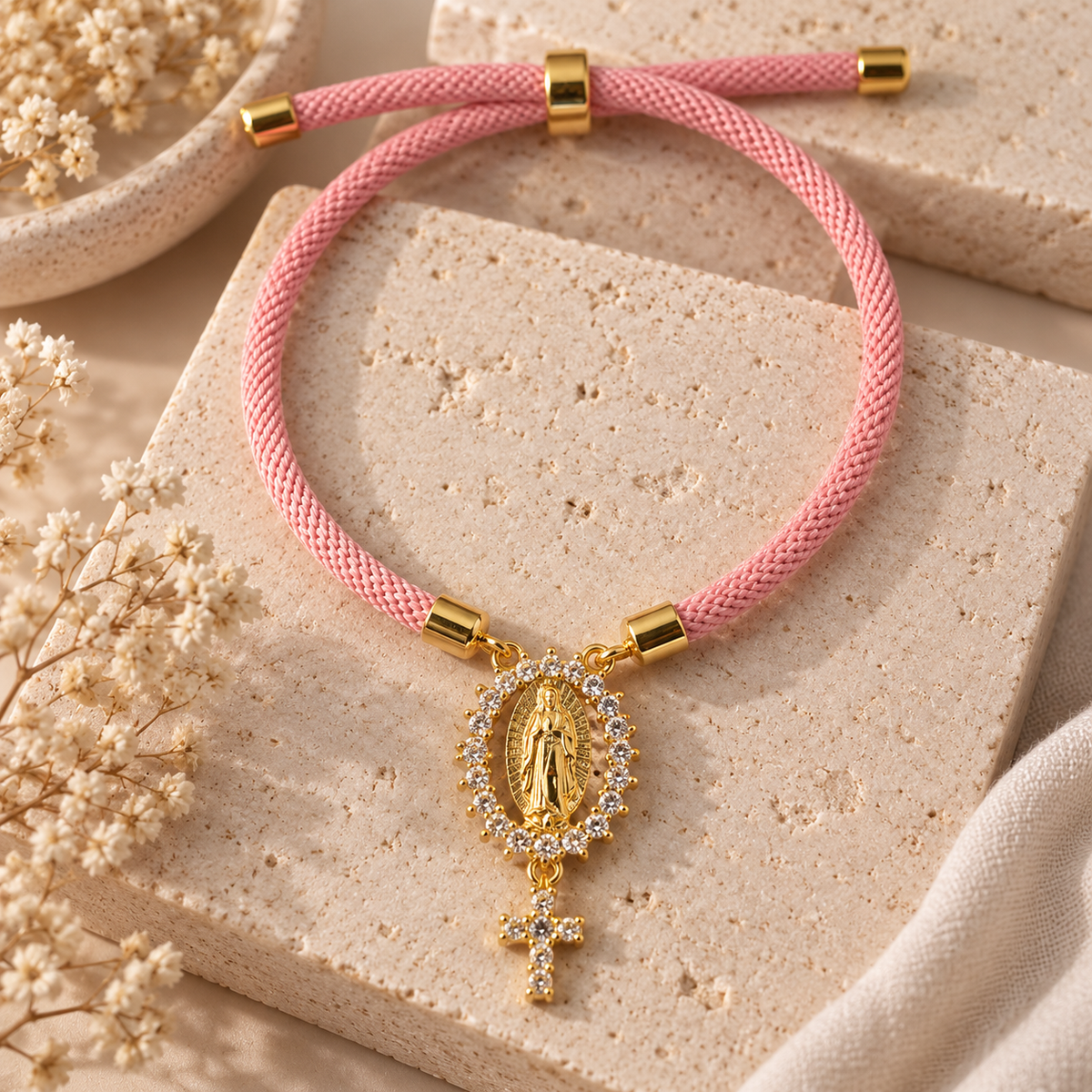 Pulseras ajustables medalla virgen