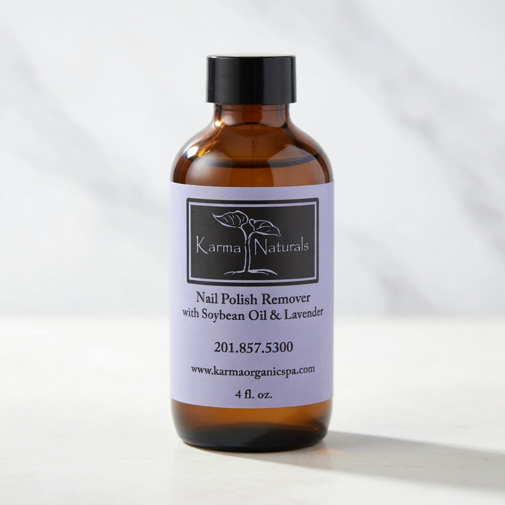 Karma Naturals – Quitaesmalte a Base de Soya – Fórmula No Tóxica, Sin Acetona y con Aceite de Lavanda – 4 oz (en frasco)