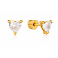 Zircon piercing studs (heart)