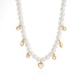 Pearl elegant necklace with shaped zircons